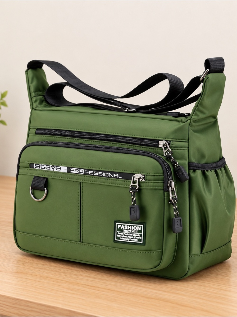 Amazon Olive Green Crossbody Messenger Bag with Black Strap